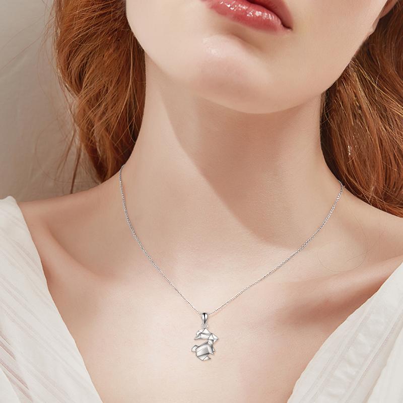 Collier Urne Lapin Origami pour Cendres en Argent Sterling en Cadeau