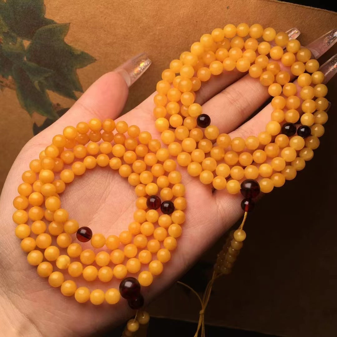 Natural Beeswax 108 Buddha Beaded Necklace Accessories