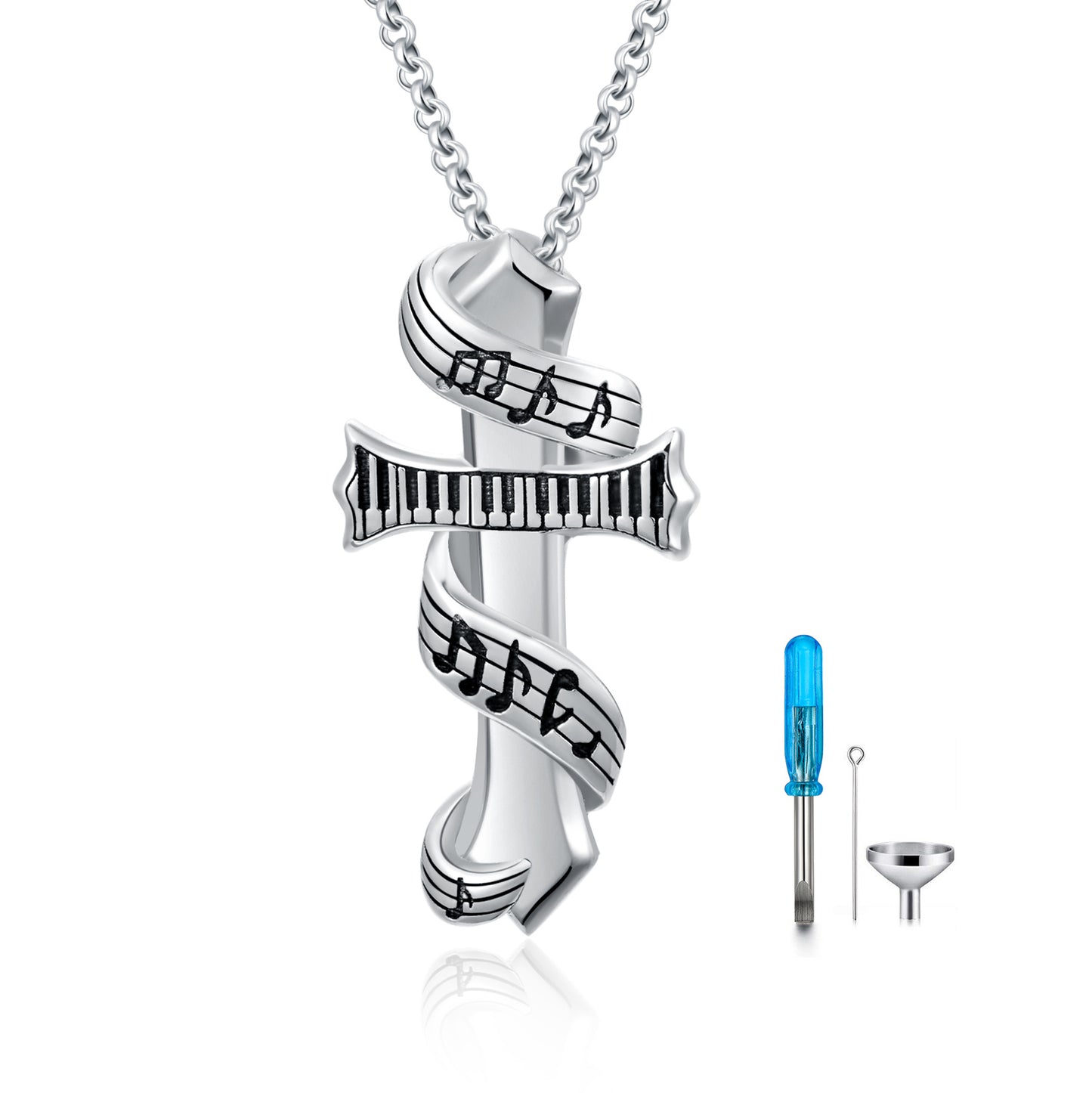 Collier funéraire en argent sterling avec note de musique