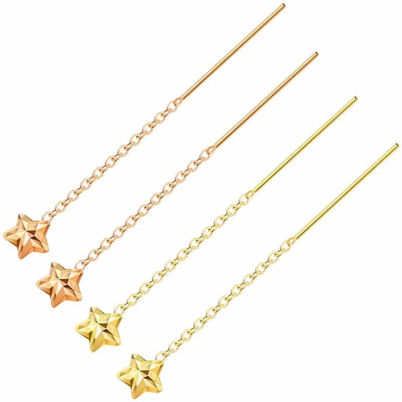 18K Gold Star Ear Line Au750 Gold Plated Earrings