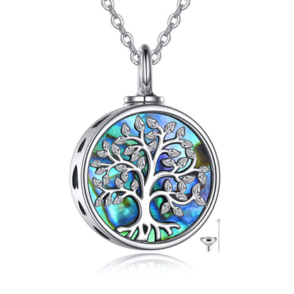 Collares de urna de plata esterlina con forma de árbol de la vida para cenizas, joyas de cremación