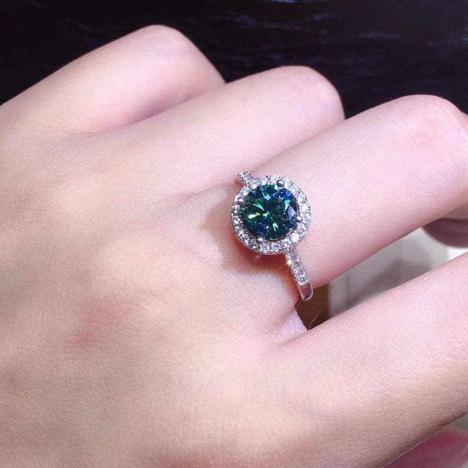 Bague de sac ronde en diamant vert à la mode de Mo Sangshi pour fille