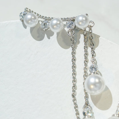 Long High Profile Tassel Pearl Eardrop Earring