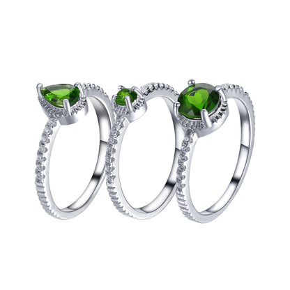 Ensembles de bagues simples et naturelles en topaze diopside