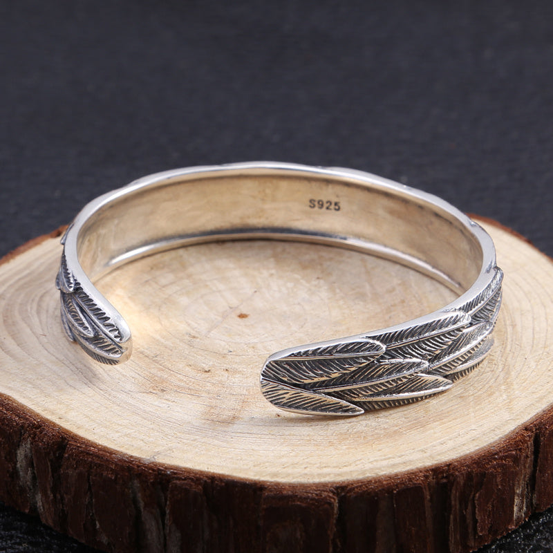 Trendy Silver Jewelry Sterling Silver Personalized Feather Bracelet