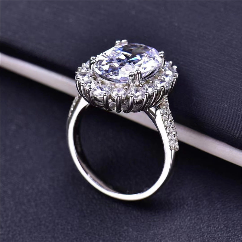 Bague en moissanite ovale en forme d'œuf DEVI Bague en diamant avec gros diamant