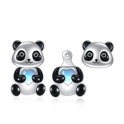 Boucles d'oreilles à tige panda en argent sterling