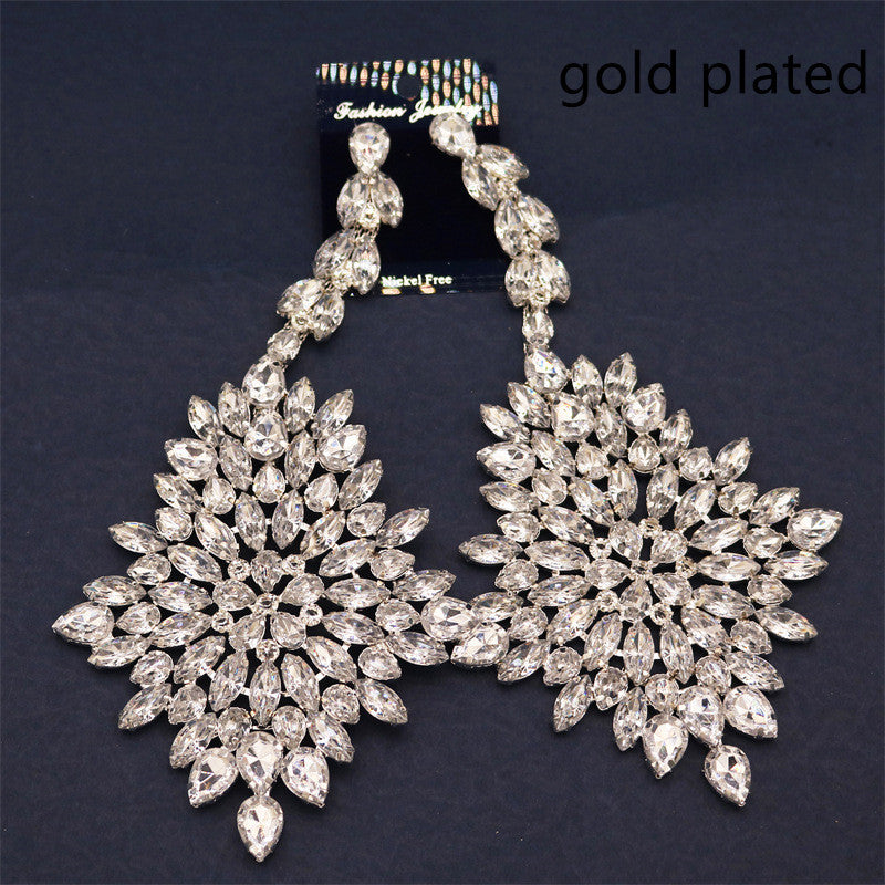 Diamond-shaped Luxury Rhinestone Earrings Exaggerated Personality