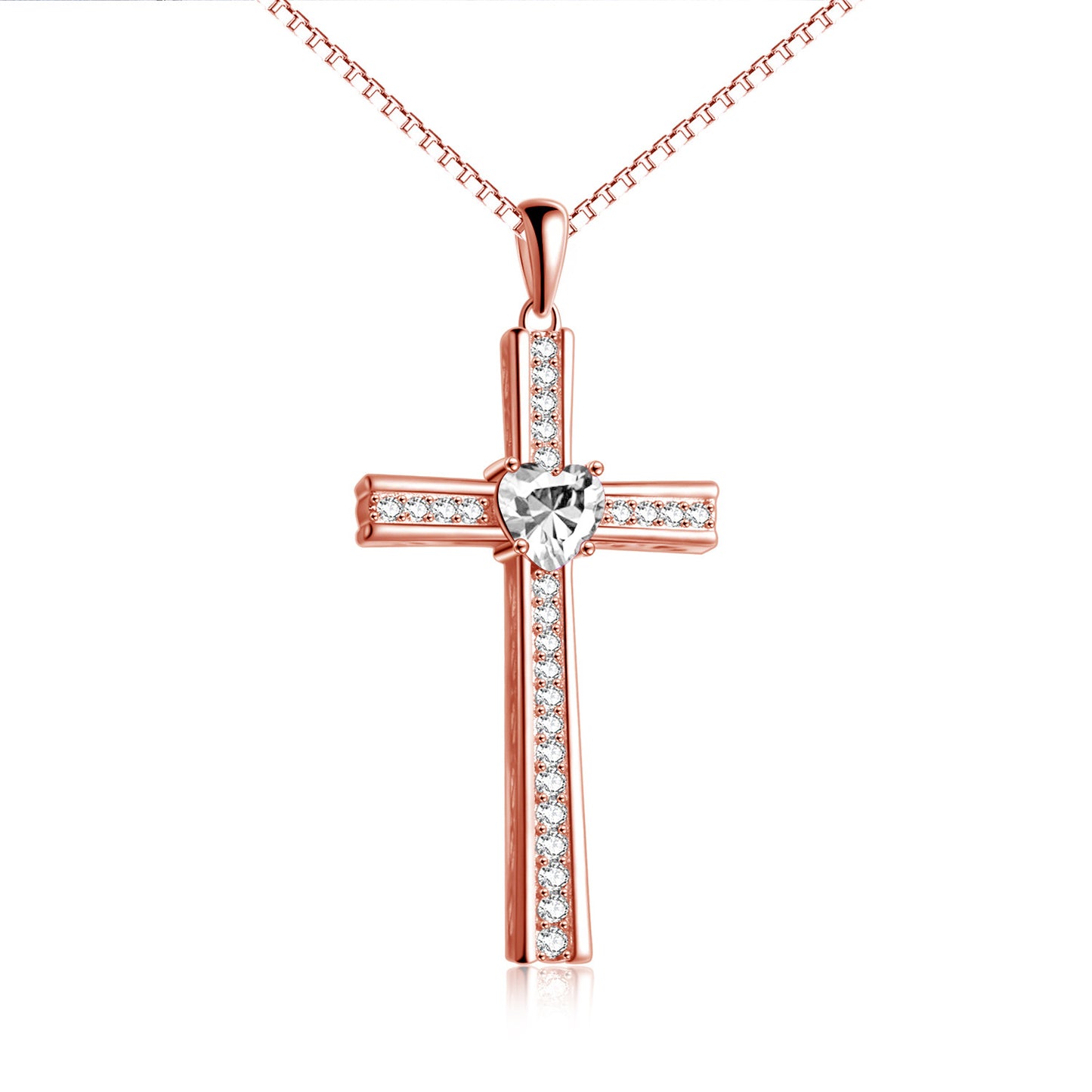 Collier croix plaqué or rose avec pierre de naissance pour femmes, bijoux cadeaux