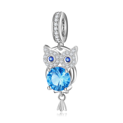 Blue Owl Beads Halloween Series 925 Sterling Silver Pendant Female Bracelet Diy Accessories