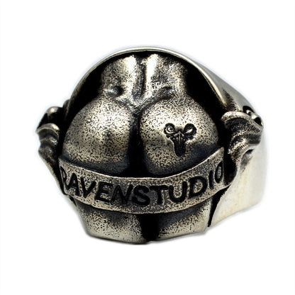 Punk Jewelry 925 Sterling Silver Thai Big Butt Ring