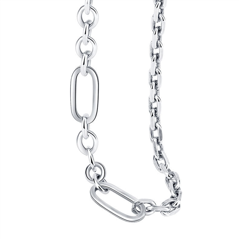 Ins Niche Design Is Extremely Simple And Versatile Personality Splicing Double Layer Chain Texture S925 Sterling Silver Necklace