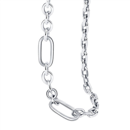 Ins Niche Design Is Extremely Simple And Versatile Personality Splicing Double Layer Chain Texture S925 Sterling Silver Necklace