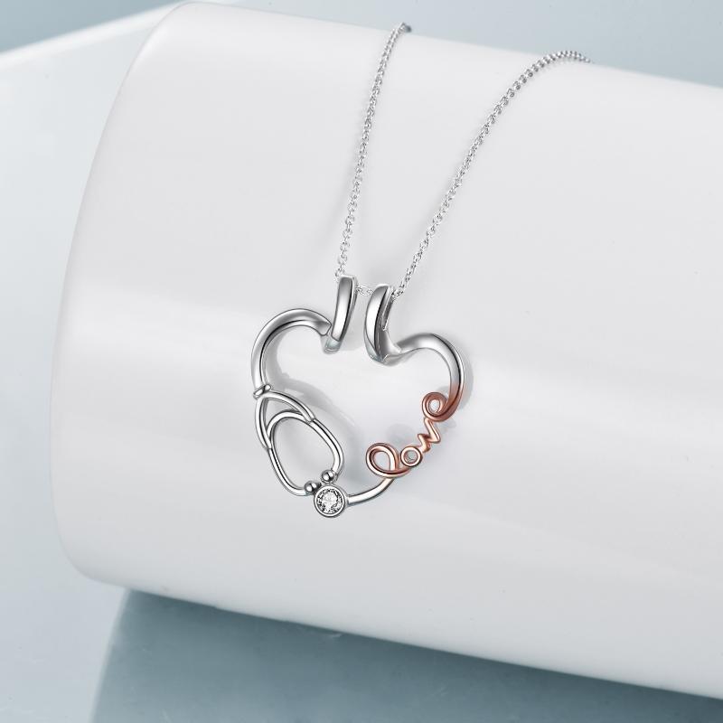 Collier pendentif porte-bague amour infirmière stéthoscope bijoux cadeau