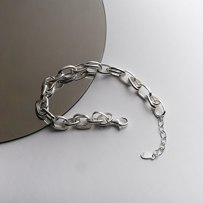 Bracelet de style urbain à chaîne épaisse creuse en argent sterling S925