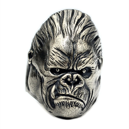 Anillo King Kong en plata de ley 925 hecho a mano estilo punk retro gorila