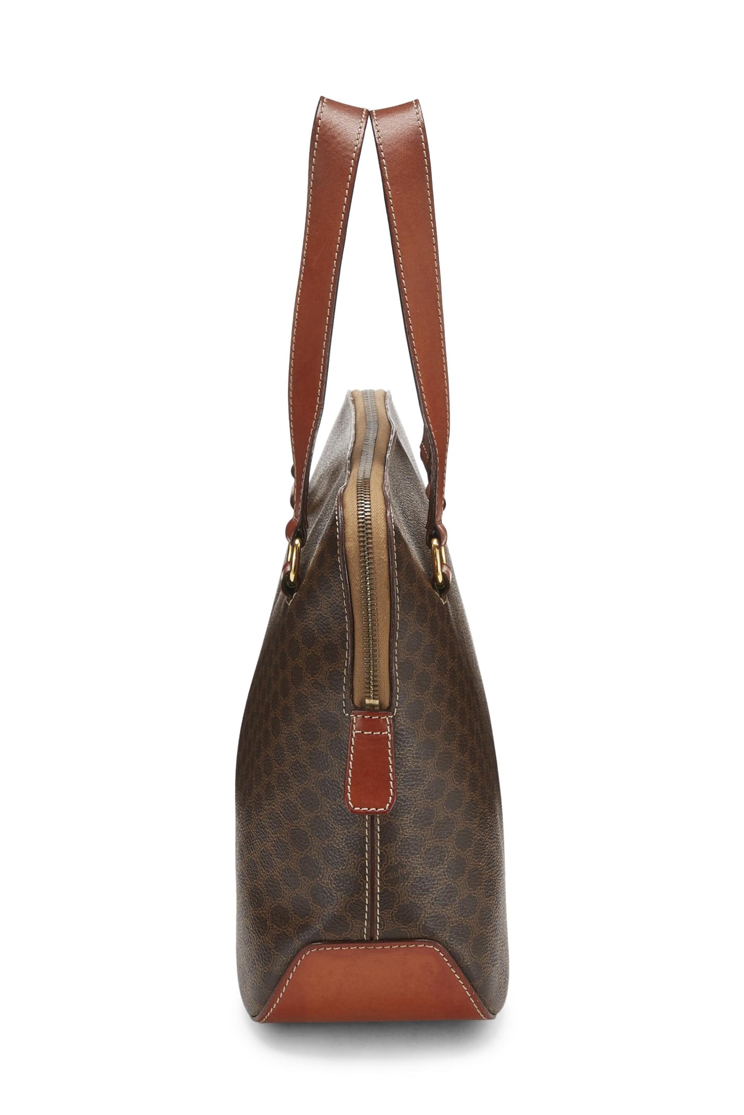 Céline, Pre-Loved Brown Coated Canvas Macadam Handbag, Brown