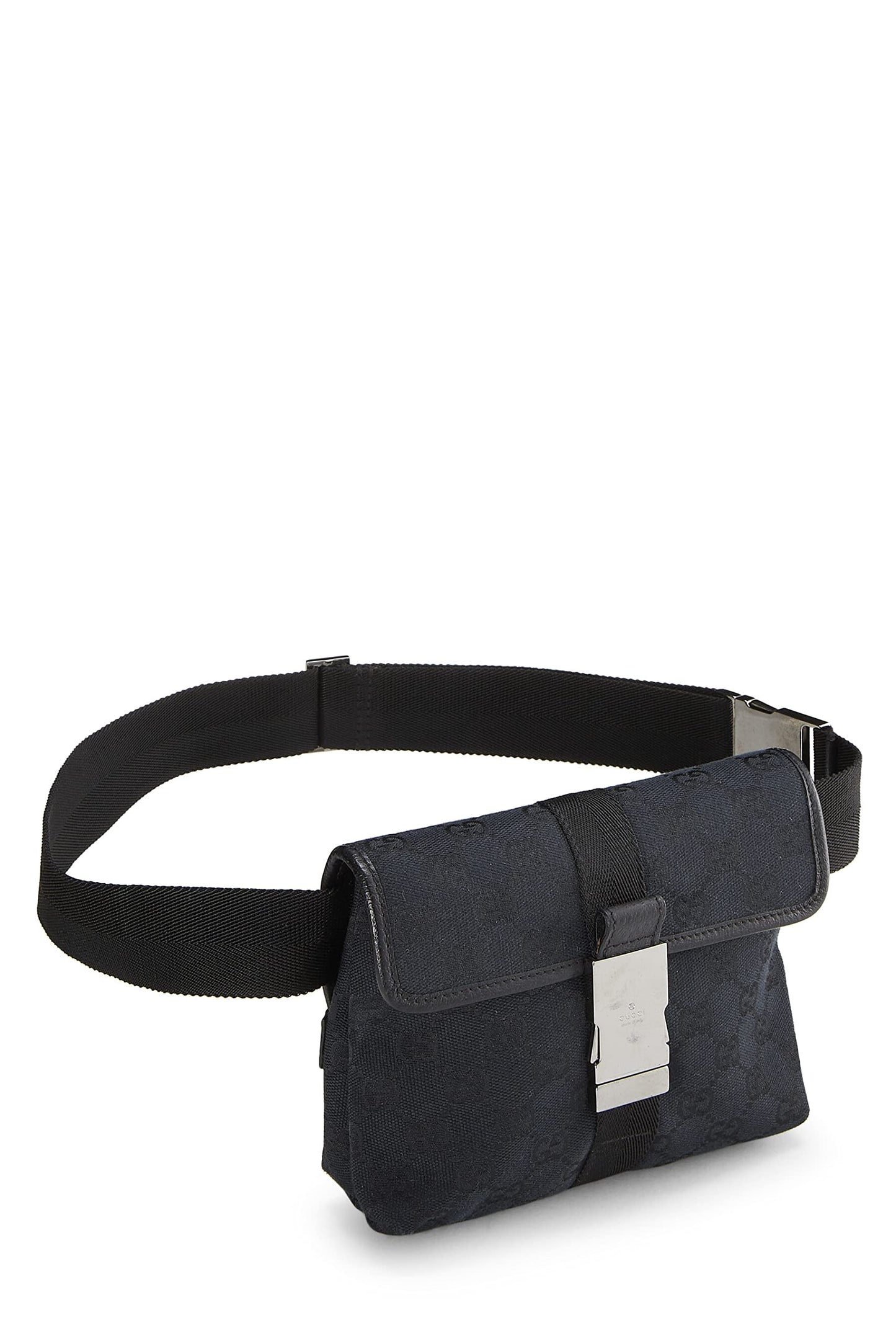 Gucci, sac ceinture en toile noire GG, petit modèle, d'occasion, noir