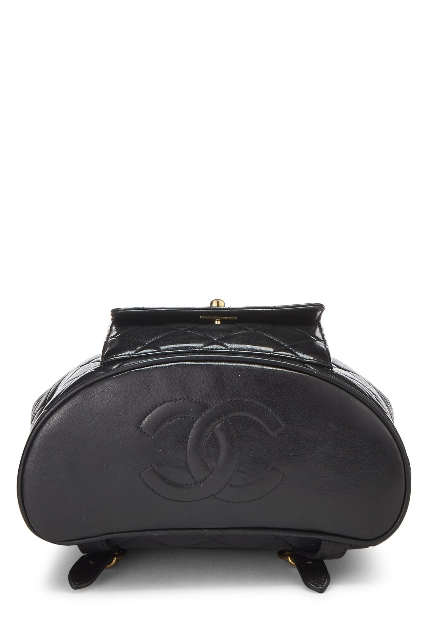 Chanel, sac à dos classique « CC » en cuir d'agneau matelassé noir de taille moyenne, noir