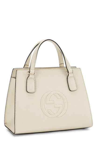 Gucci, sac à main Soho en cuir grainé crème d'occasion, blanc