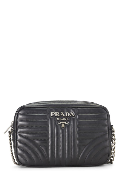 Prada, sac à main Diagramme Camera Bag Medium en cuir de veau noir d'occasion, noir