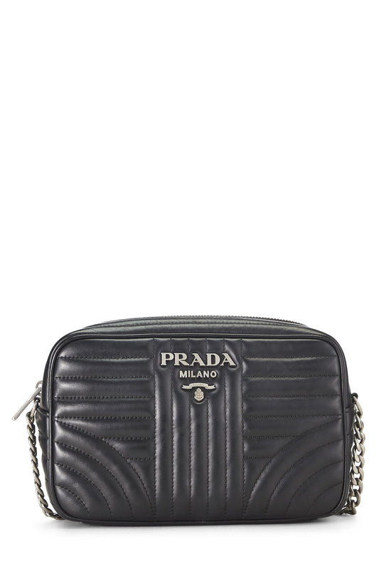 Prada, Pre-Loved Black Calfskin Diagramme Camera Bag Medium, Black