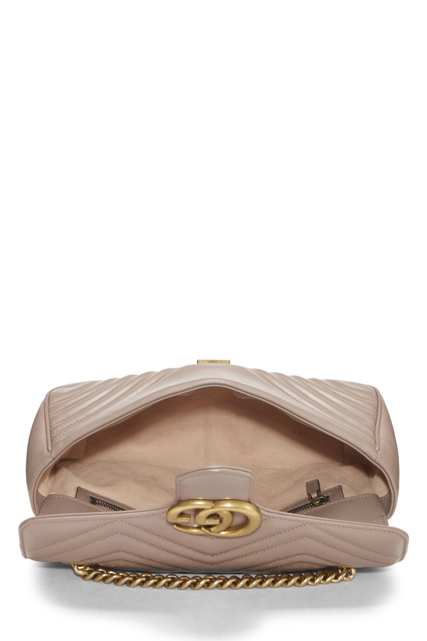 Gucci, sac à bandoulière GG Marmont en cuir beige d'occasion, petit modèle, beige