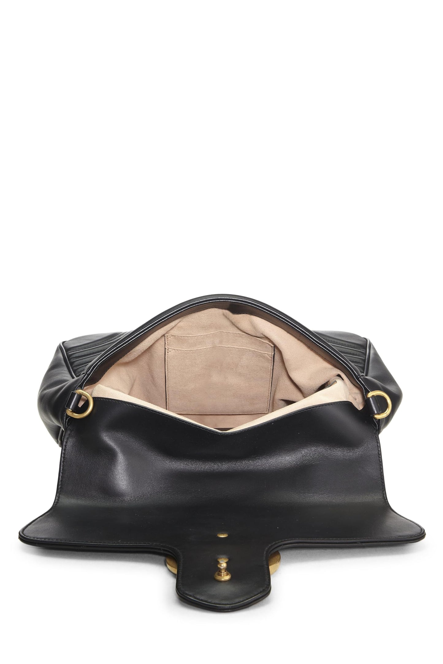 Gucci, Bolso de hombro mediano GG Marmont con asa superior de cuero negro Pre-Loved, Negro