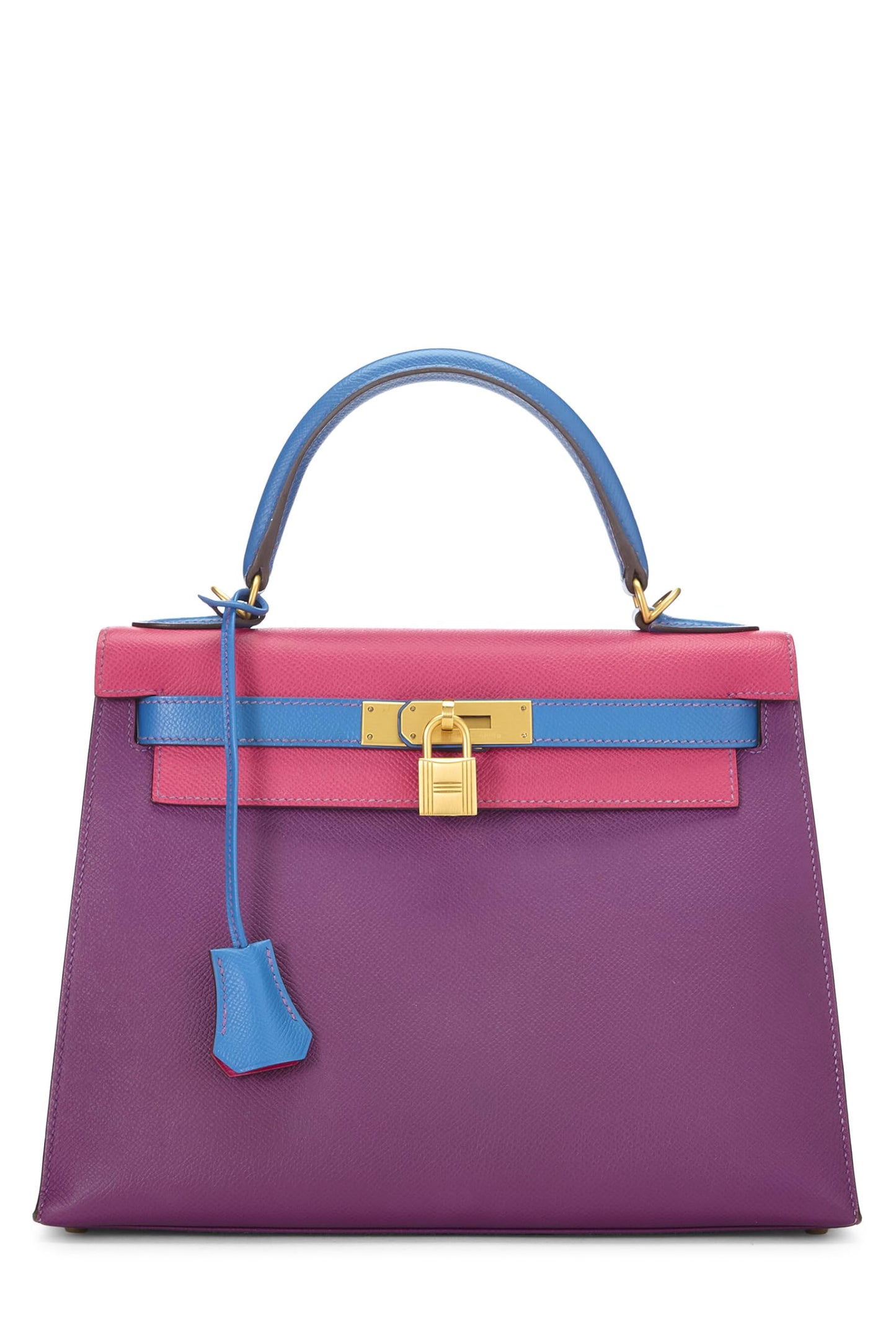 Hermès, Pre-Loved Anemone, Rose Tyrien & Blue France Tricolor Epsom Special Order Kelly Sellier 28, Multi