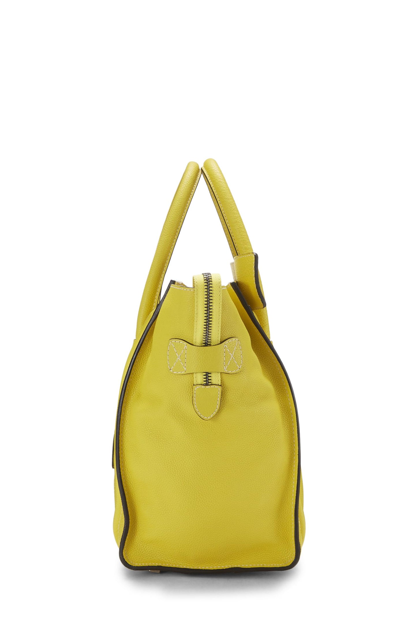 Céline, Mini maleta de piel de becerro con tambores amarillos Pre-Loved, Amarillo