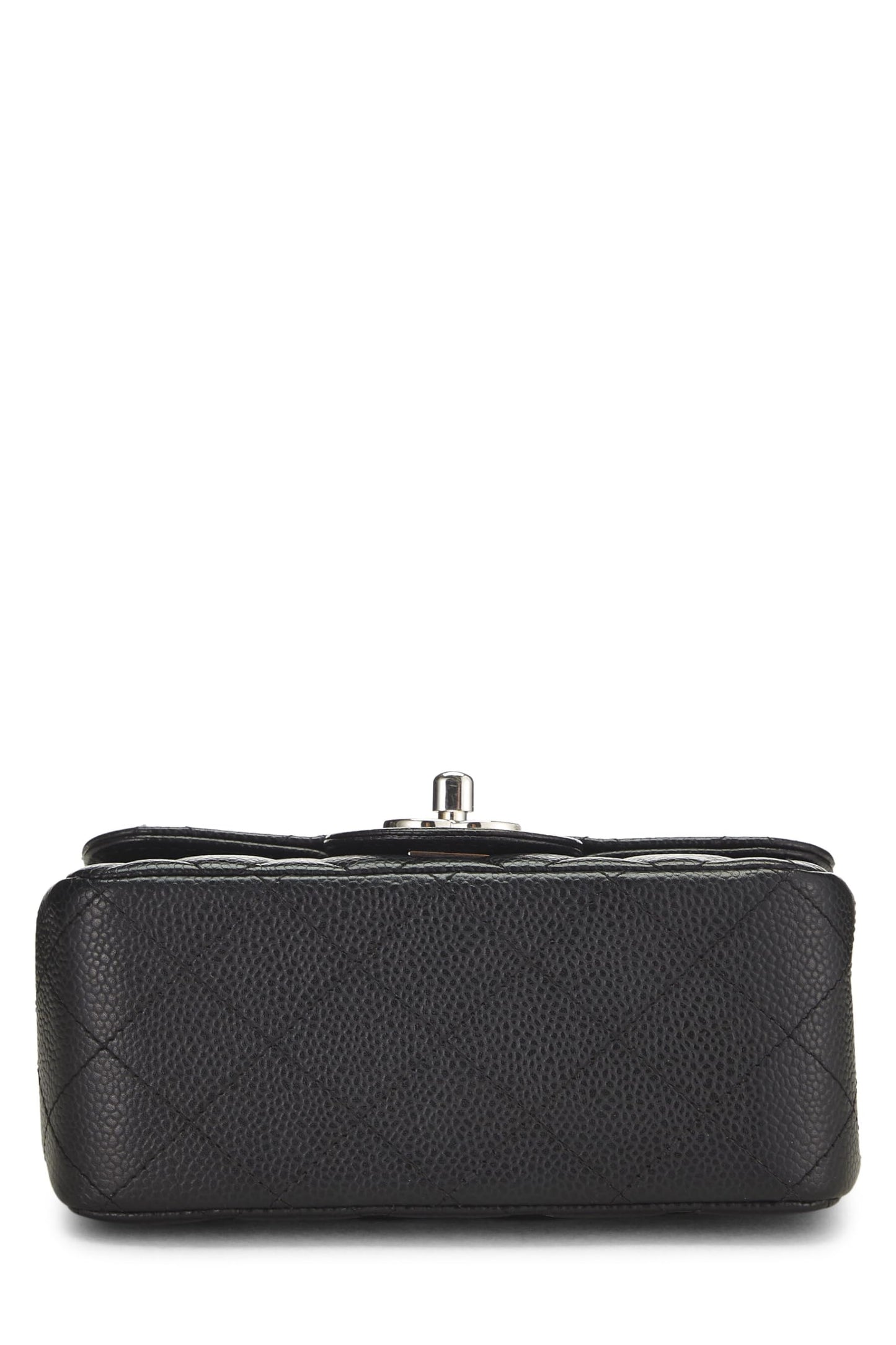 Chanel, Mini sac à rabat carré classique matelassé noir Caviar d'occasion, noir