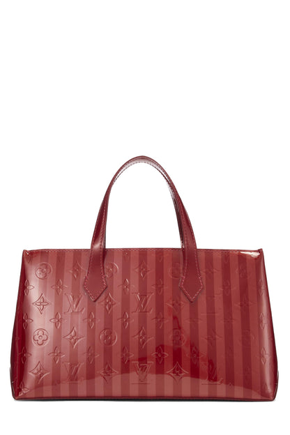 Louis Vuitton, Pre-Loved Red Monogram Vernis Rayures Wilshire PM, Red