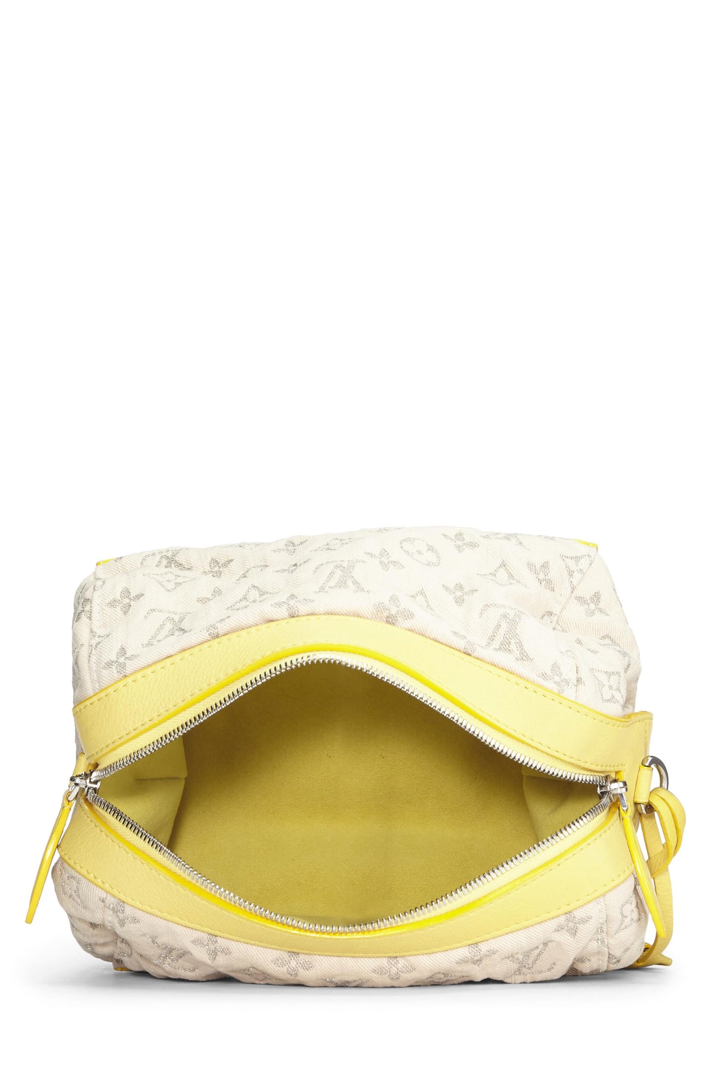 Louis Vuitton, Pochette redondo de mezclilla con monograma Jaune Pre-Loved, Amarillo