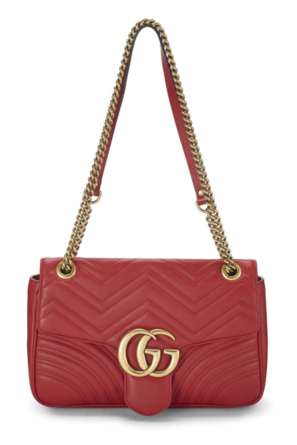 Gucci, sac à bandoulière GG Marmont Matelassé en cuir rouge d'occasion, rouge