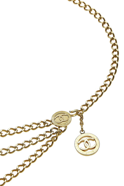 Chanel, Ceinture chaîne dorée Sunburst 'CC' d'occasion 3, or