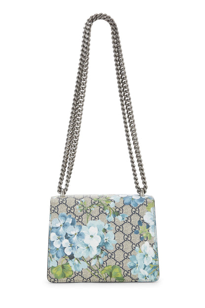 Gucci, sac à bandoulière Dionysus en toile suprême GG Blooms bleu d'occasion, mini, bleu