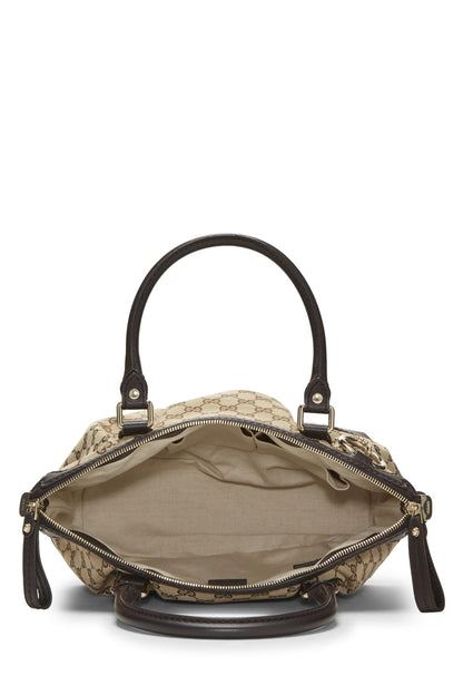 Gucci, sac à main Sukey Handle Medium en toile GG d'origine d'occasion, marron