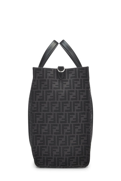 Fendi, sac fourre-tout en toile noire Zucca d'occasion, noir