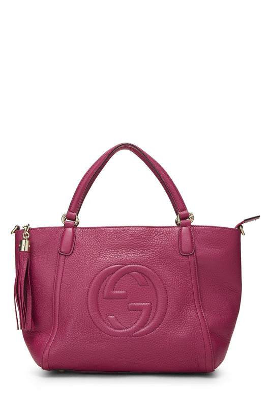 Gucci, Bolso Soho con asa superior de cuero granulado morado Pre-Loved, Púrpura