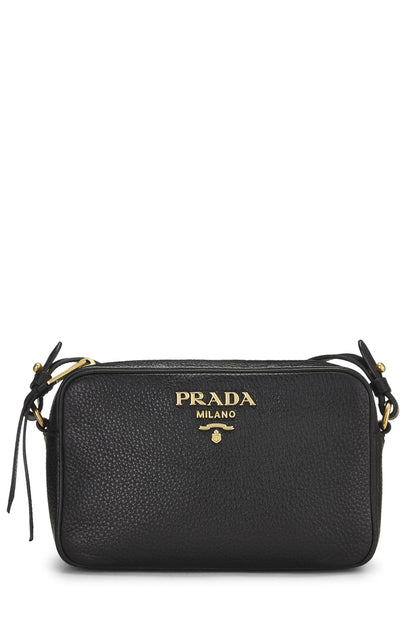 Prada, Sac pour appareil photo Vitello Daino noir pré-aimé, Noir