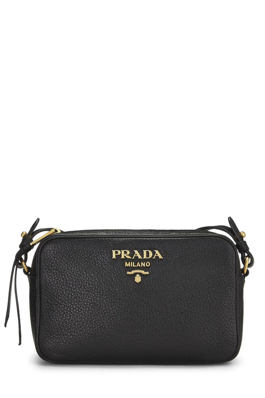 Prada, Pre-Loved Black Vitello Daino Camera Bag, Black