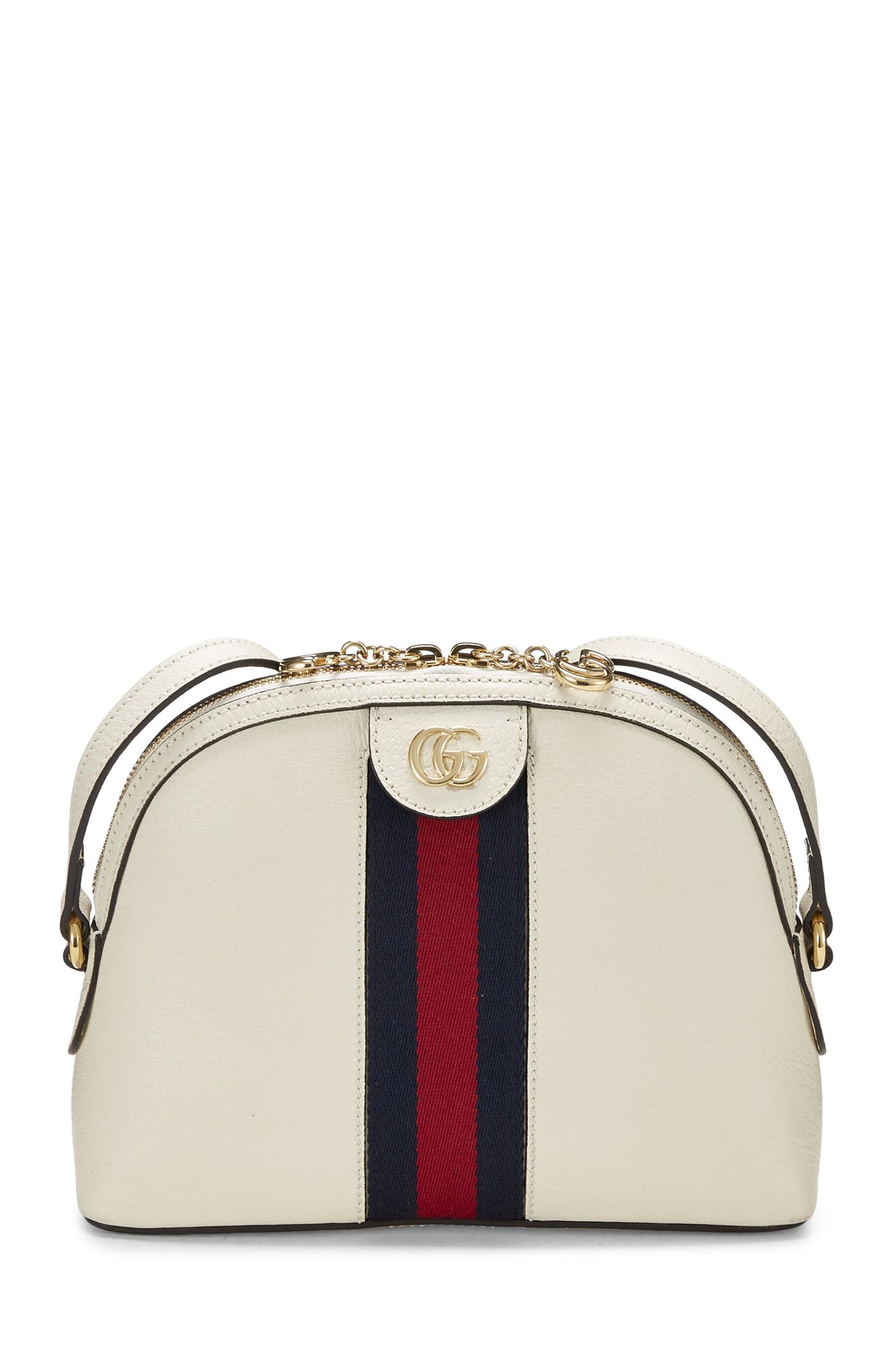 Gucci, Bolso de hombro Ophidia Dome de cuero blanco Pre-Loved, Blanco