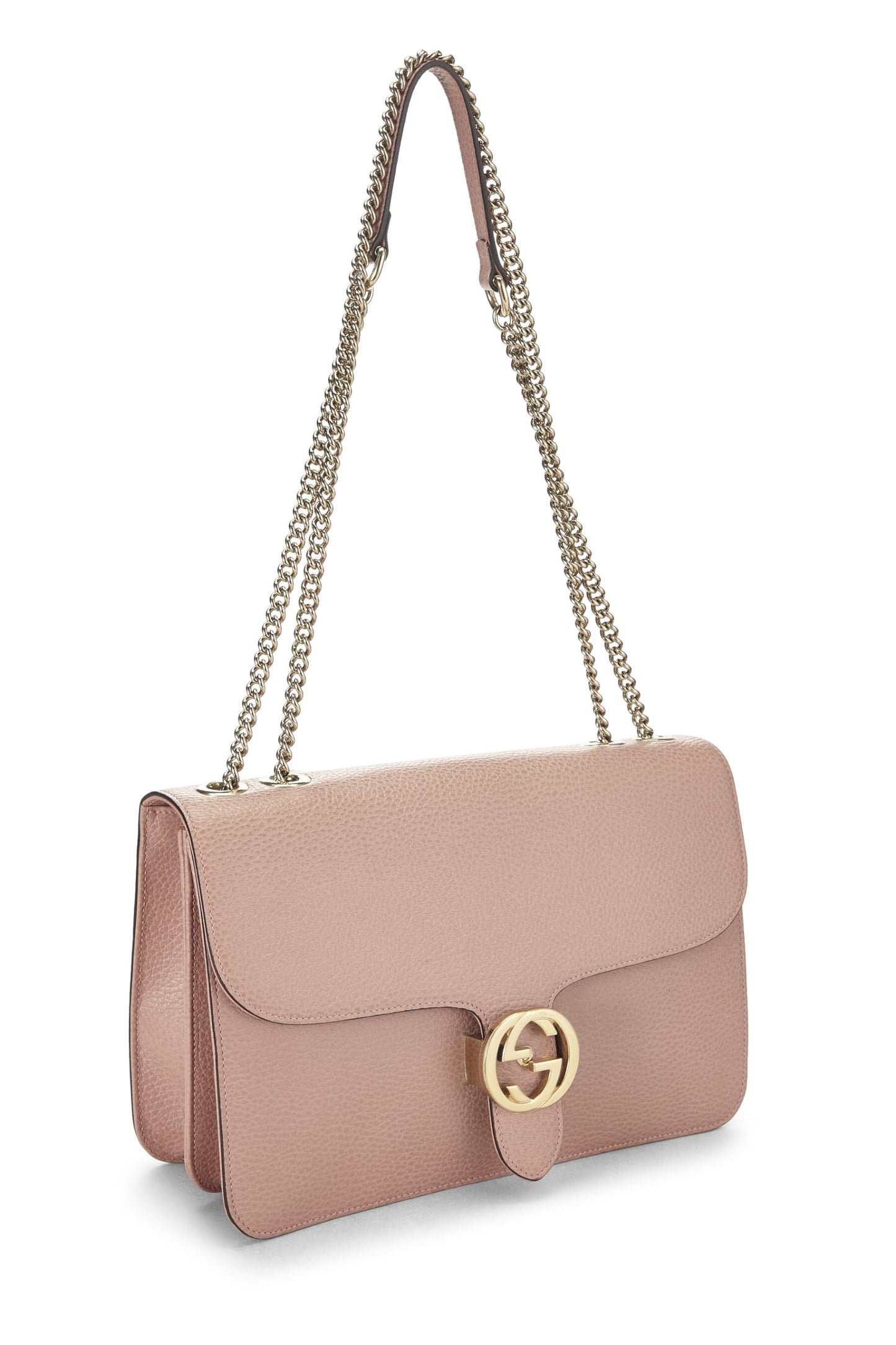 Gucci, Pre-Loved Pink Leather Interlocking GG Crossbody Bag, Pink