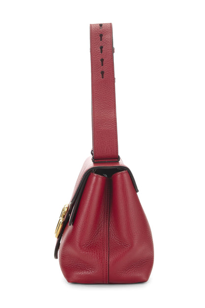 Gucci, Pre-Loved Red Leather GG Marmont Shoulder Bag, Red