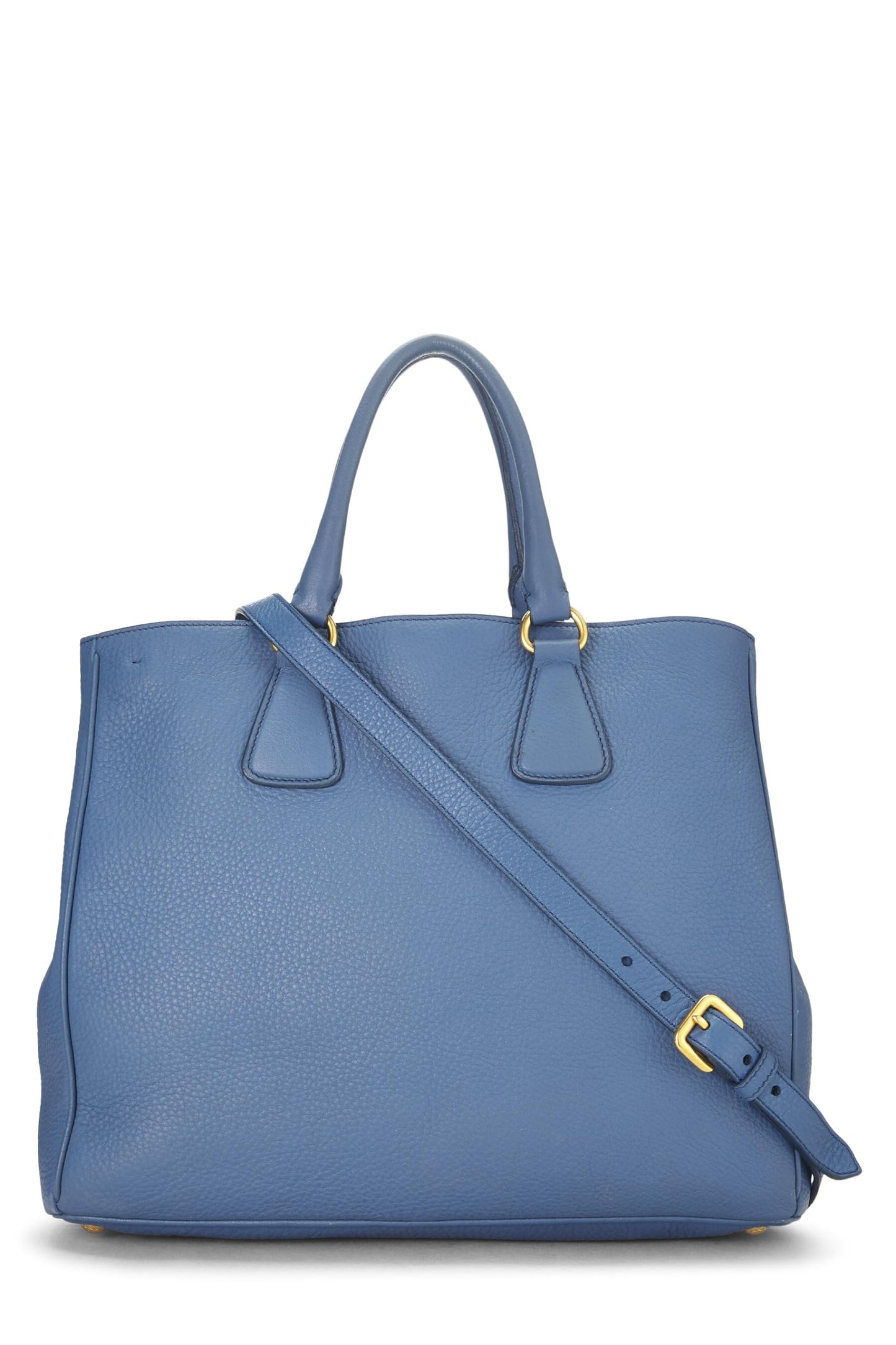 Prada, Bolso tote abierto convertible Vitello Daino azul Pre-Loved, Azul