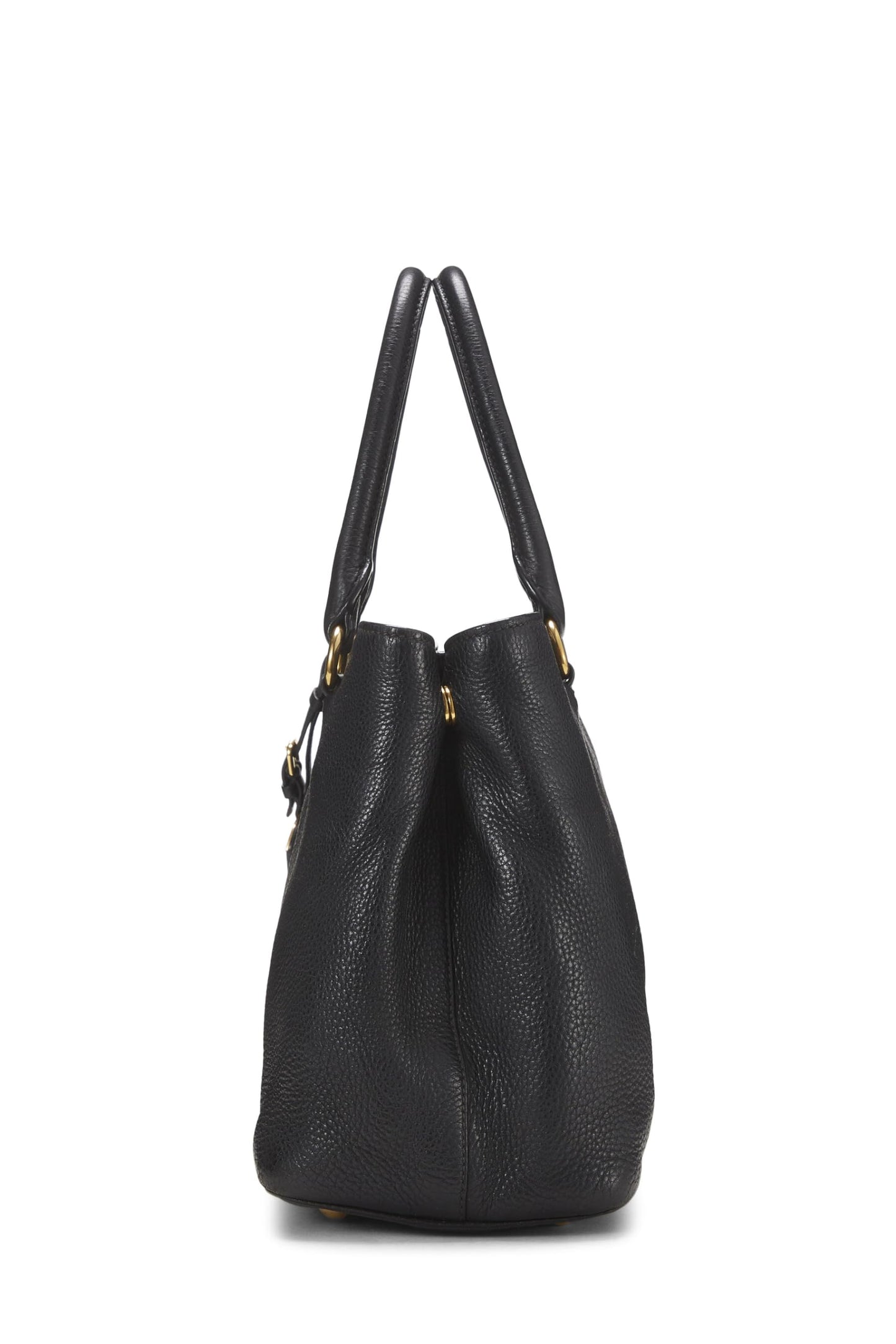 Prada, sac à main convertible Vitello Daino noir d'occasion, petit modèle, noir