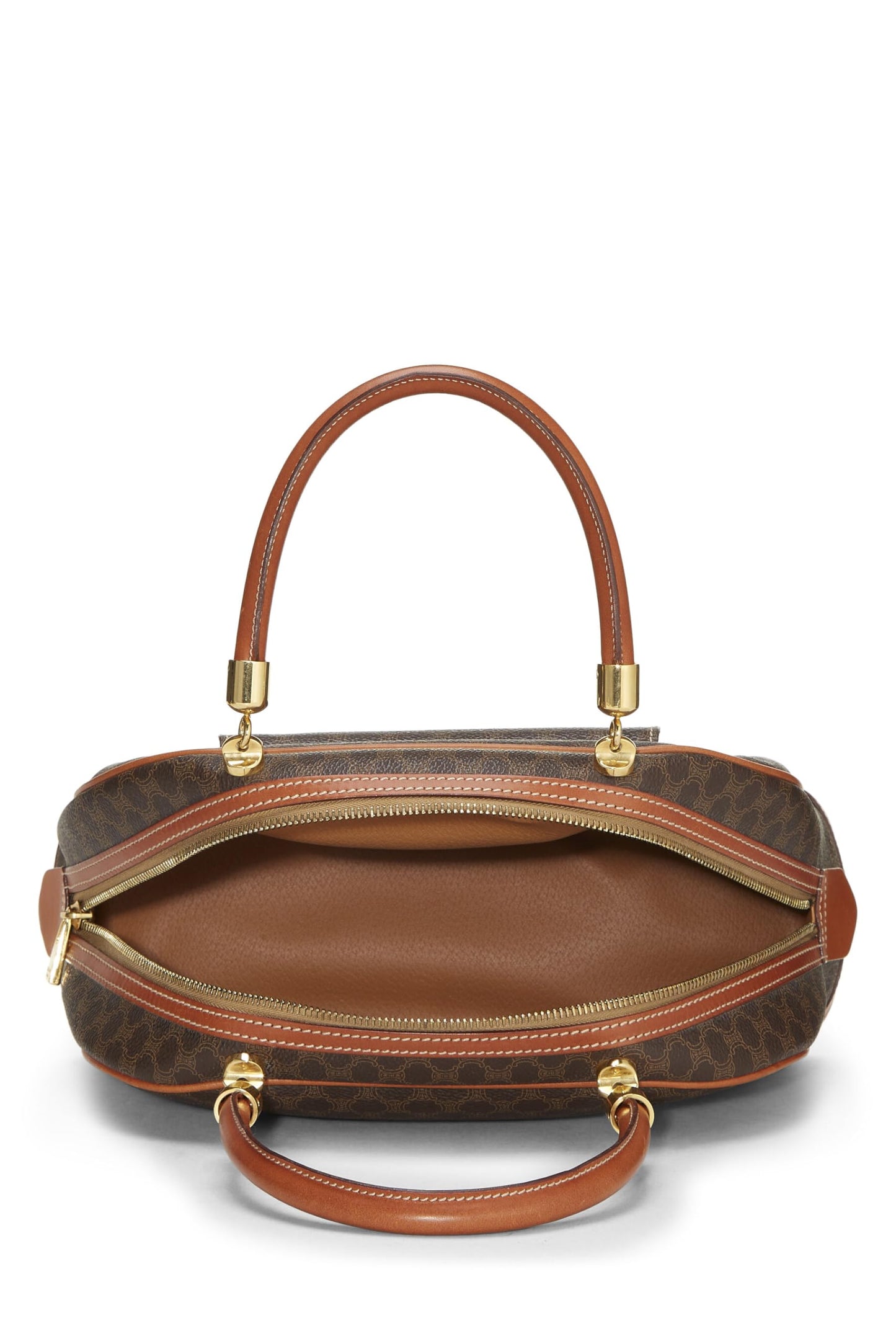 Céline, Pre-Loved Brown Coated Canvas Macadam Handbag, Brown