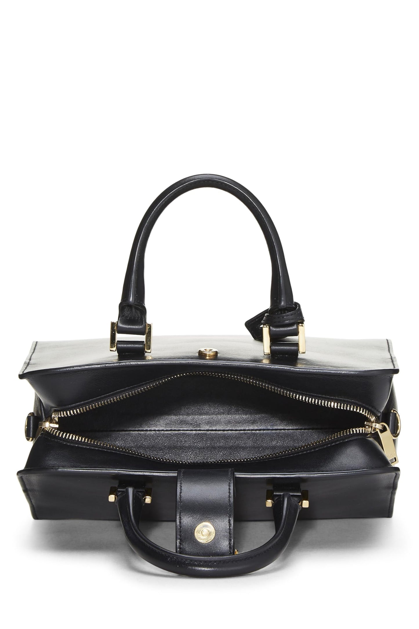 Yves Saint Laurent, Cabas Baby Pre-Loved de cuero negro con monograma, Negro