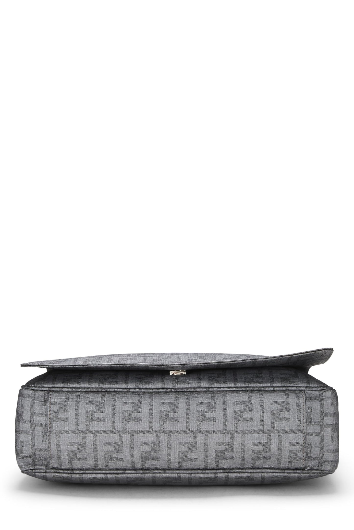 Fendi, sac messager en toile enduite Zucca gris d'occasion, grand modèle, gris