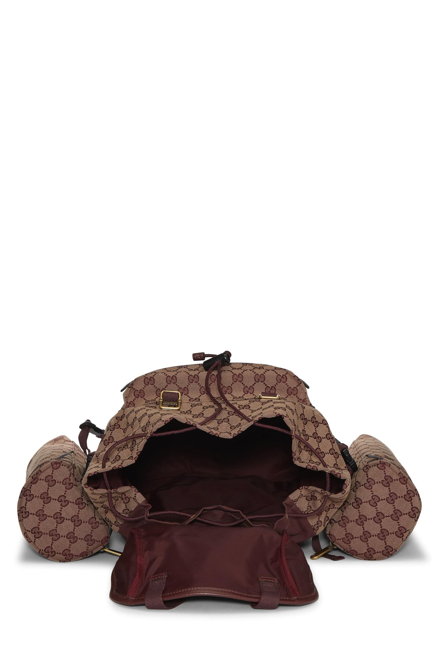 Gucci, Mochila de trekking Alpina de lona GG original en color burdeos Pre-Loved, Burdeos